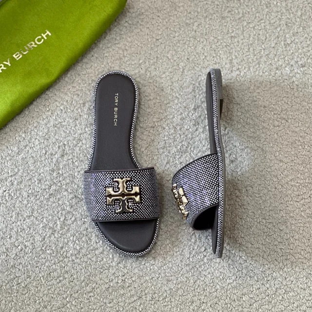 Tory Burch Sandals Rhinestone slide with Double T logo hardware product detail image 16