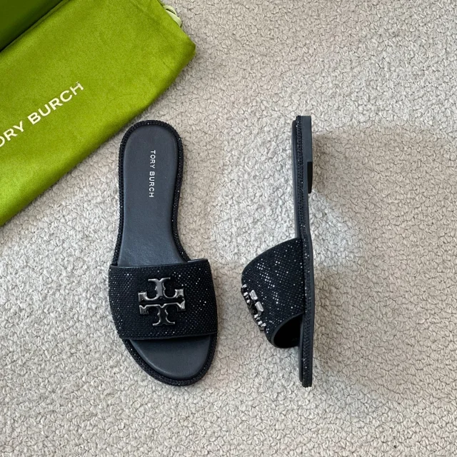 Tory Burch Sandals Rhinestone slide with Double T logo hardware product detail image 26