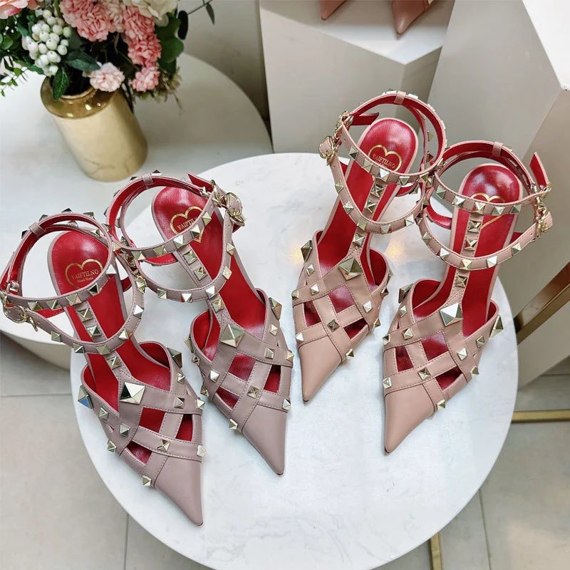 Valentino Garavani Sandals Rockstud pointed-toe caged ankle-strap high-heel image 2
