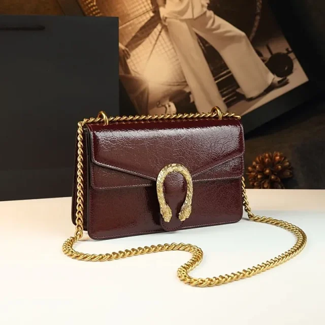 Unbranded Crossbody Bags Flap bag with chain strap and textured U-shaped clasp product detail image 1