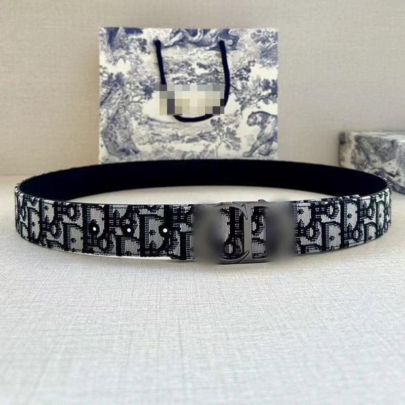 Unbranded Belts Monogram-pattern buckle belt — Black Blue Ribbon Gun Buckle