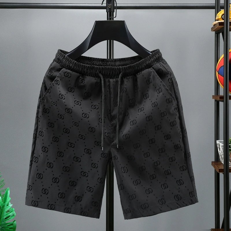 Versace Shorts Elastic-waist drawstring all-over logo-print — 6 K 221 Circle