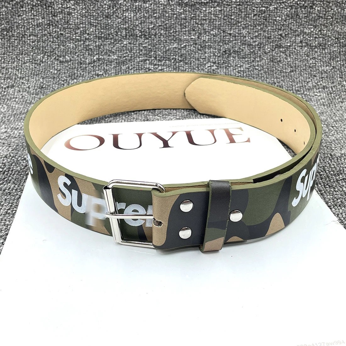 Supreme Belts Logo-Print Metal Buckle Belt — 【Camouflage】SUP+D Trendy Brand Letter Belt