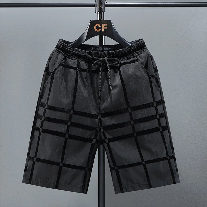 Versace Shorts Elastic-waist drawstring all-over logo-print — K 71 stripes