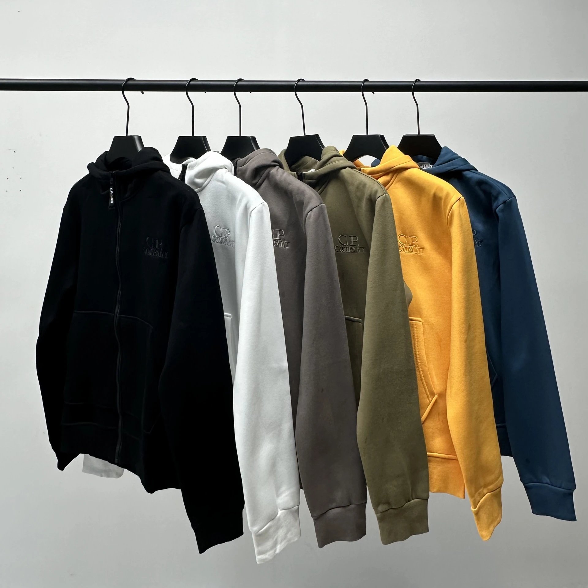 C.P. Company Hoodies & Sweatshirts Zip-up hooded sweatshirt with embroidered logo and split kangaroo pockets product image