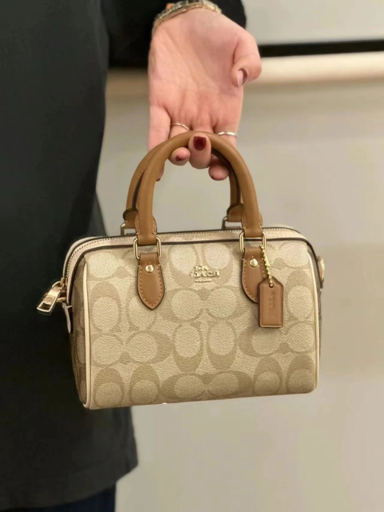 Coach Handbags Rowan Satchel — Milk tea brown