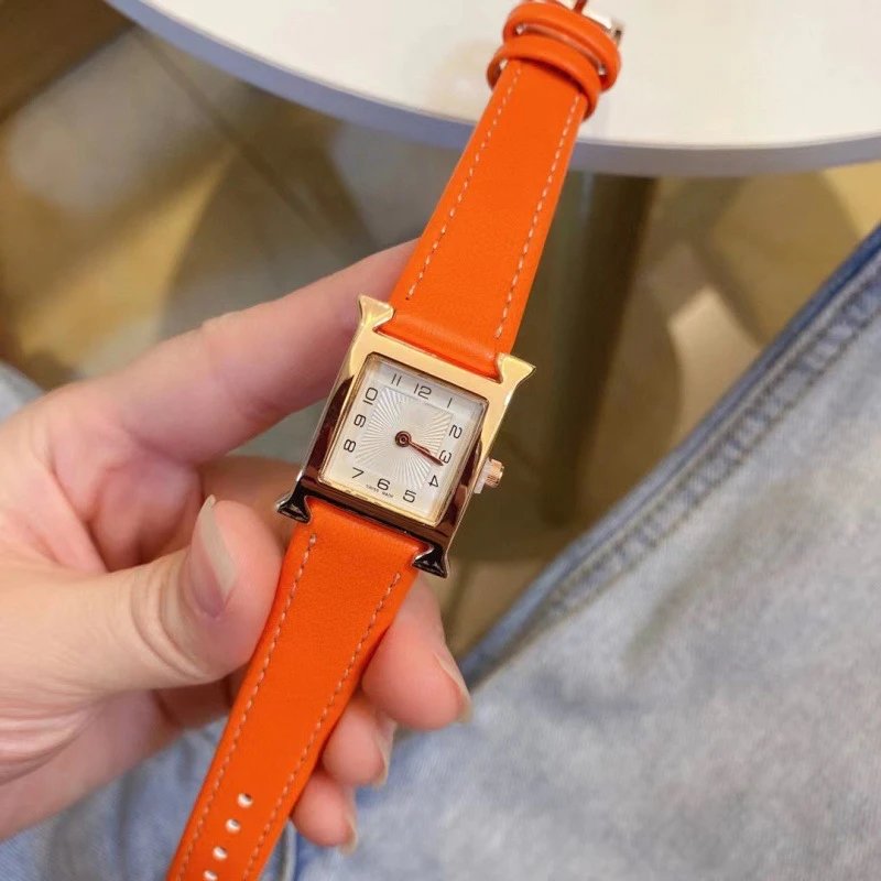 Unbranded Watches Square H-shaped case analog watch with stitched strap image 2