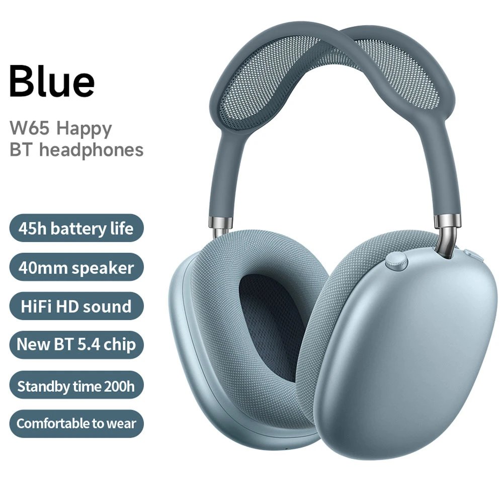BOROFONE Headphones BO22 Wireless Bluetooth Over-Ear — W65 Blue [No ANC Noise Cancellation]