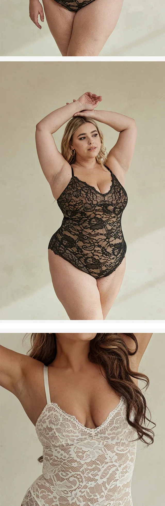 Unbranded Underwear Lace bodysuit with adjustable spaghetti straps product detail image 10