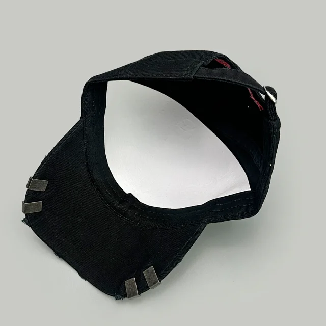ALICE Hats Embroidered Distressed Baseball Cap with Metal Rivets product detail image 5