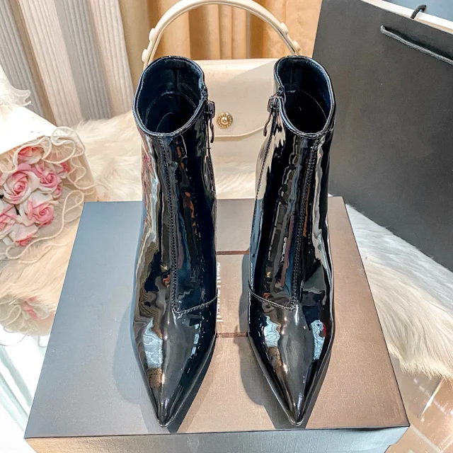 Saint Laurent Boots Pointed-Toe Ankle with Logo Heel product detail image 1