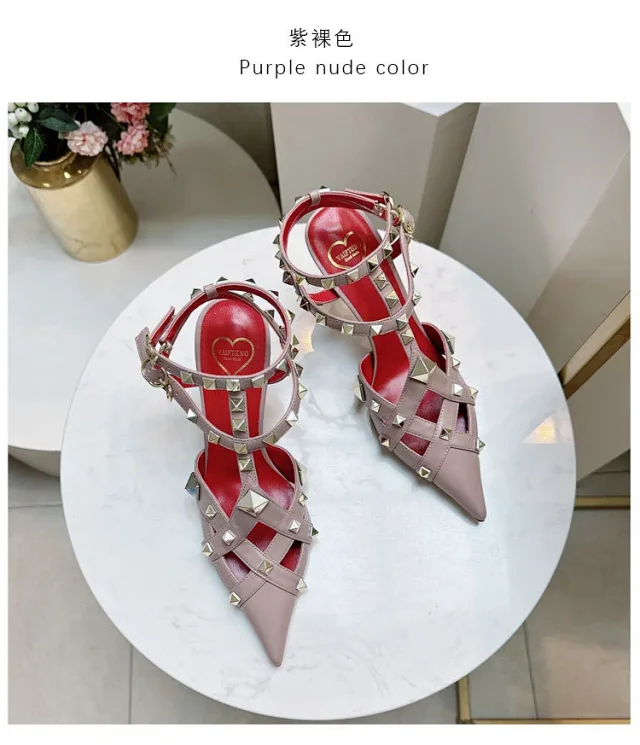 Valentino Garavani Sandals Rockstud pointed-toe caged ankle-strap high-heel product detail image 19