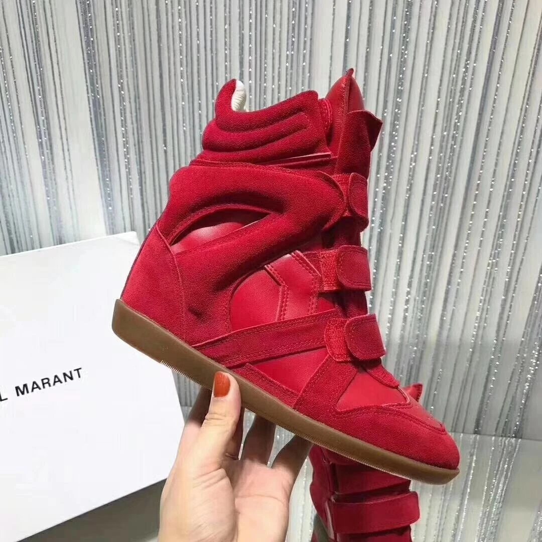 Isabel Marant Sneakers Bekett Hidden-Wedge High-Top Strap — Red