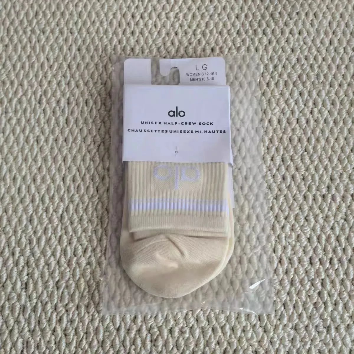 Alo Socks Unisex Half-Crew Sock — Alo mid-calf beige