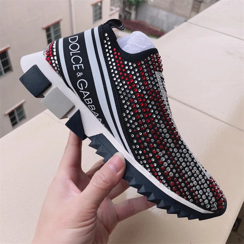 Dolce & Gabbana Sneakers Rhinestone Slip-On Chunky Sole — Style 10