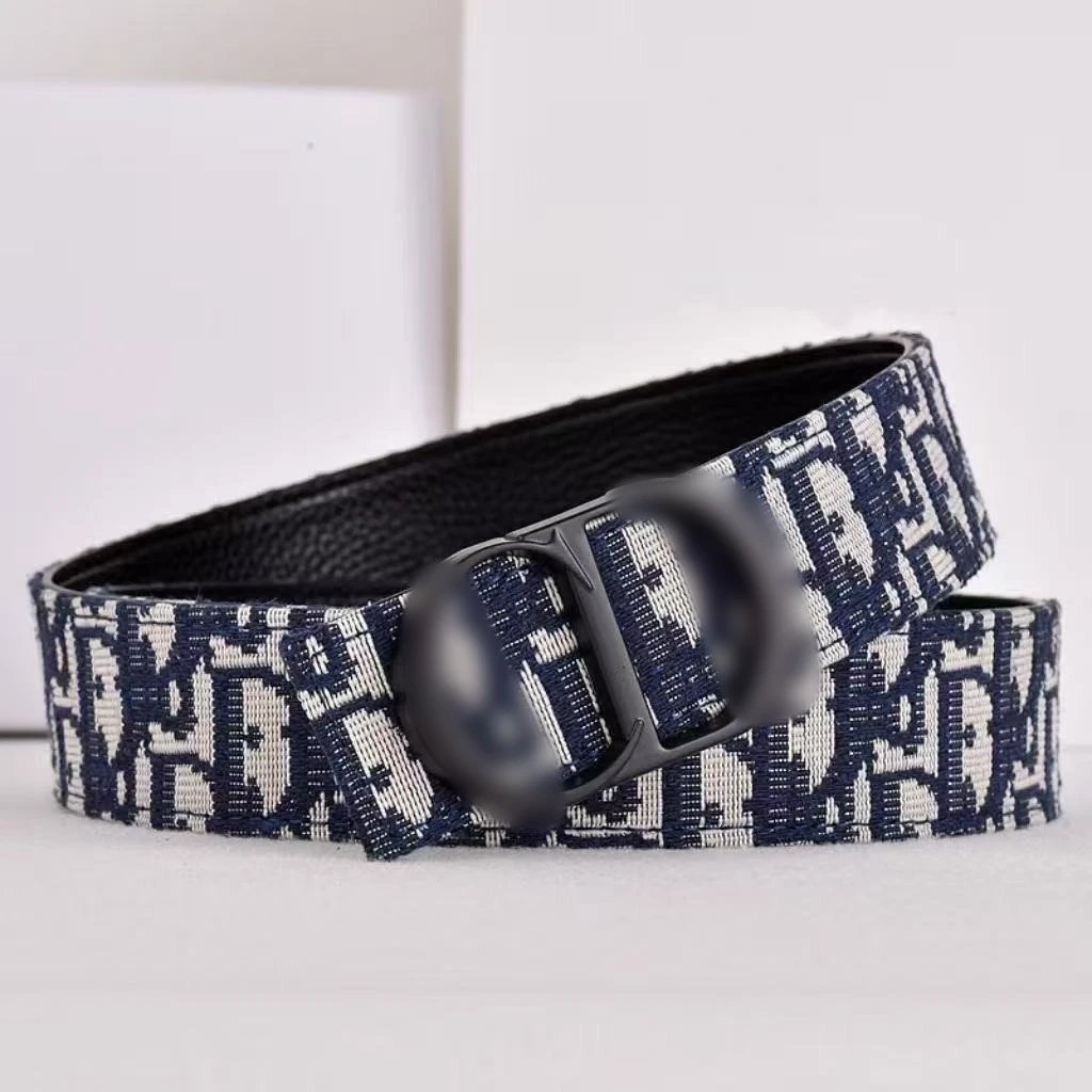 Unbranded Belts Monogram-pattern buckle belt — Black blue with black buckle