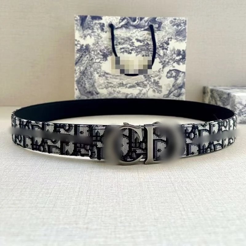 Unbranded Belts Monogram-pattern buckle belt — Black Blue Ribbon Gun Buckle D