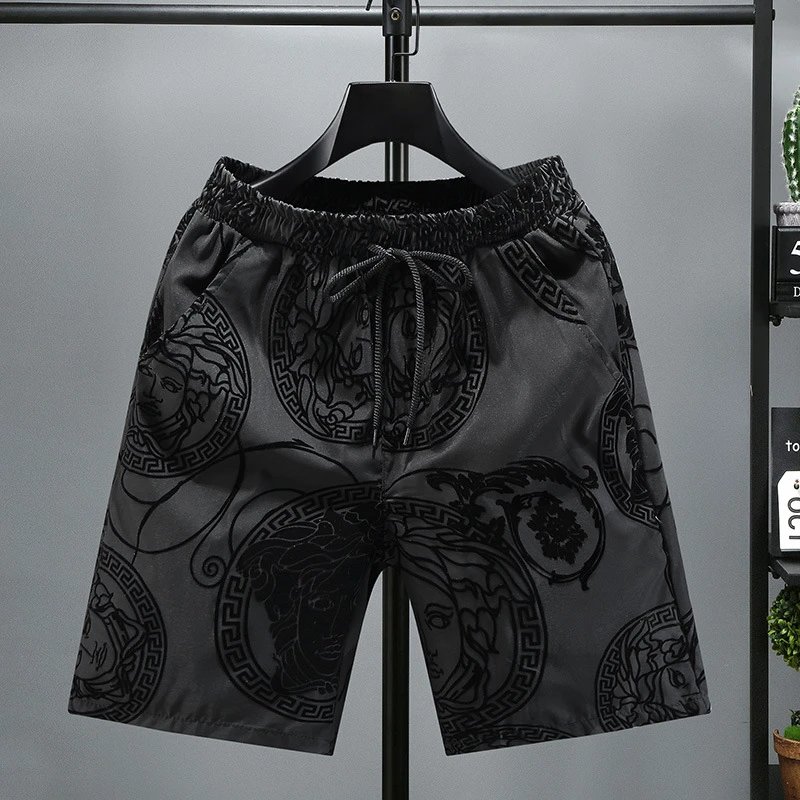Versace Shorts Elastic-waist drawstring all-over logo-print image 3