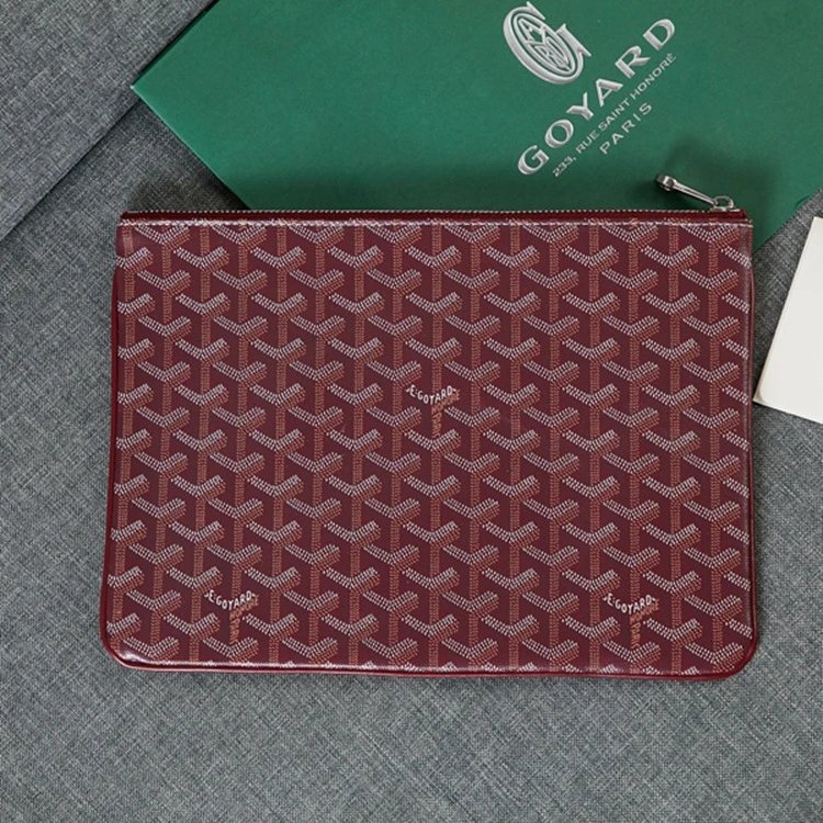 Goyard Wallets & Card Holders Chevron Monogram Zip Pouch — Jujube red