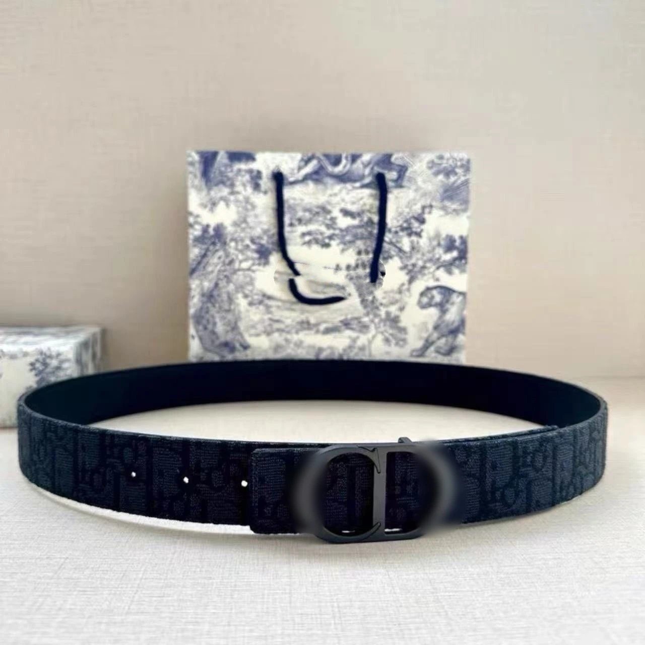 Unbranded Belts Monogram-pattern buckle belt — Black with black buckle D