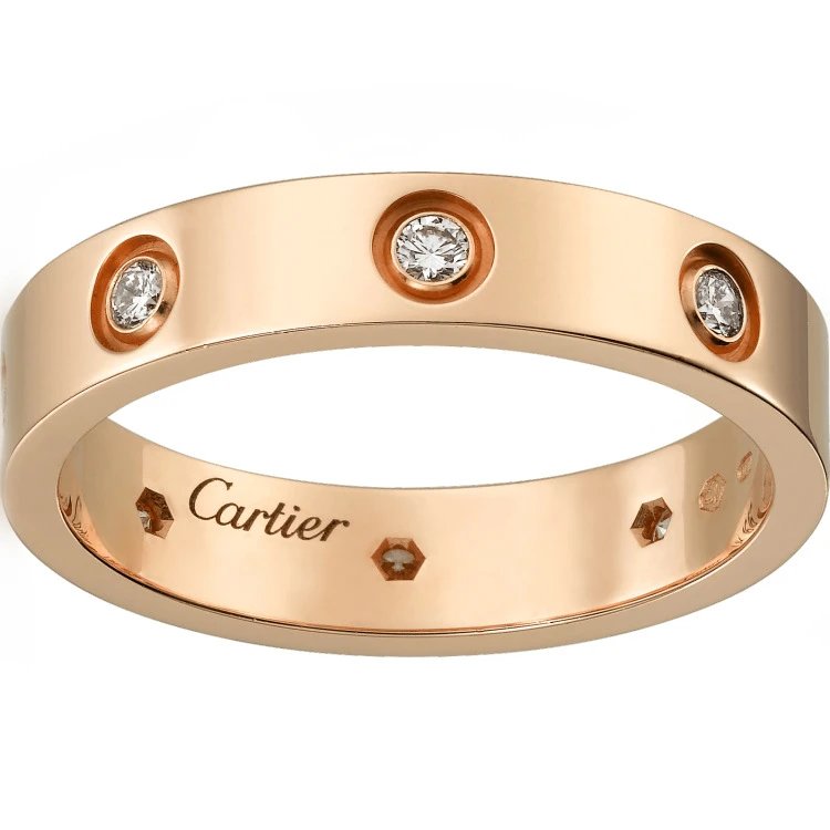 Cartier Jewelry Love screw-motif ring — Narrow Version 6 Diamond (Rose Gold)