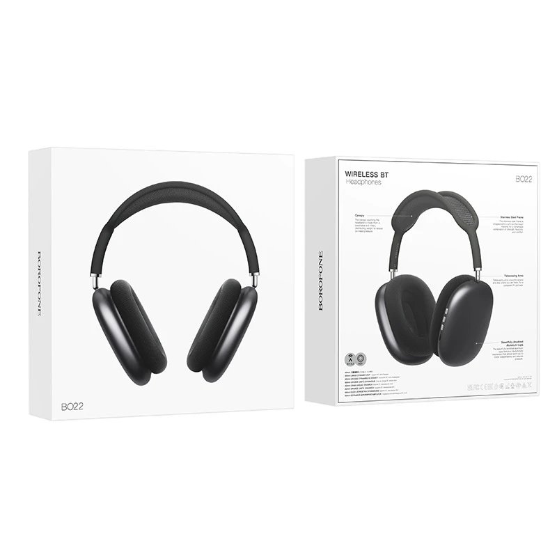 BOROFONE Headphones BO22 Wireless Bluetooth Over-Ear — Deep space gray [color box packaging] Bluetooth 5.3