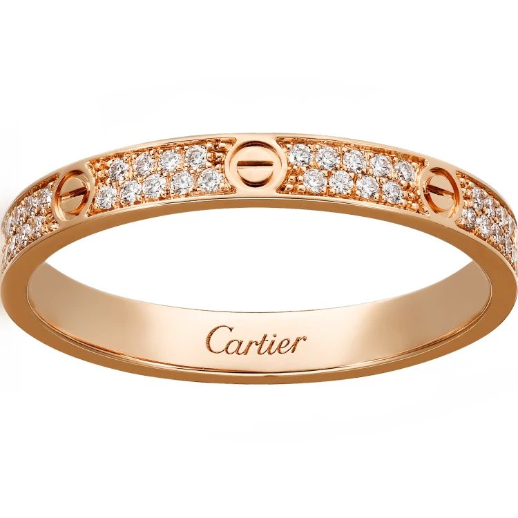 Cartier Jewelry Love screw-motif ring — Wide version 2 rows of diamonds (rose gold)
