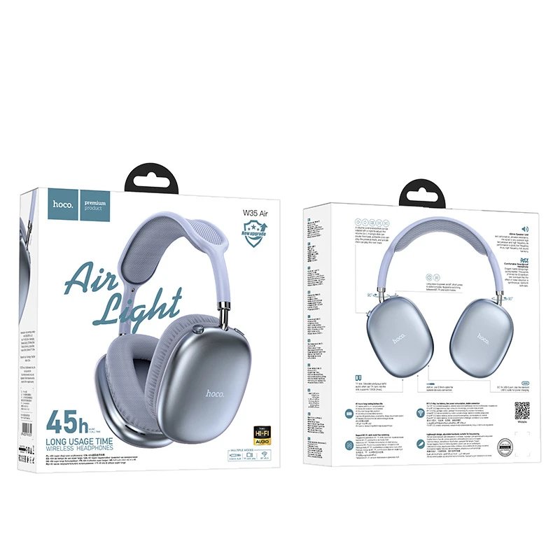 BOROFONE Headphones BO22 Wireless Bluetooth Over-Ear — W 35 Air Blue [with packaging】