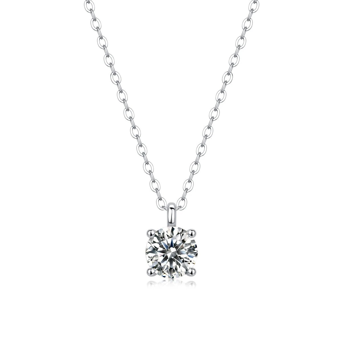 Unbranded Jewelry Moissanite Pendant Necklace — (S 925 Sterling silver+SN 13032-65/1 Carat/6.5 mm