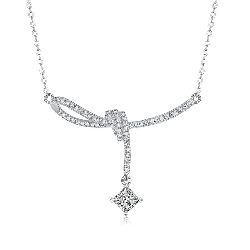 Unbranded Jewelry Moissanite Pendant Necklace — (S 925 Sterling Silver Mossam SN 12855-55/1 Carat/6.5 mm