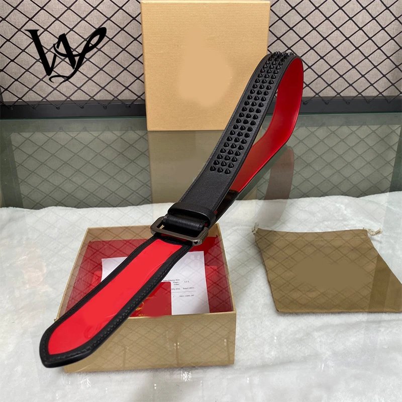 Unbranded Belts Studded Belt with Red Lining image 1