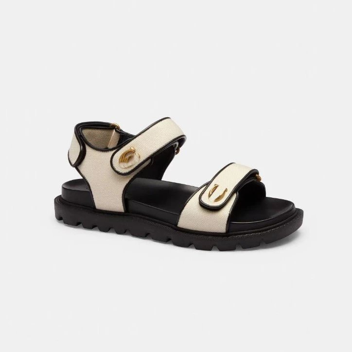 Coach Slippers Logo-pattern slide with lug sole — Black and white sandals