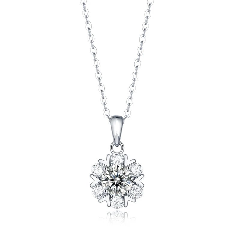 Unbranded Jewelry Moissanite Pendant Necklace — (S 925 Sterling Silver Mossam P 10470-65/1 Carat/6.5 mm