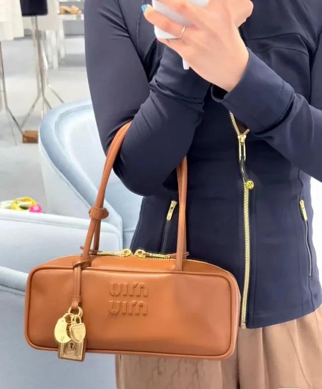 Miu Handbags Long-Handle Bowling Bag with Padlock Charms product detail image 4