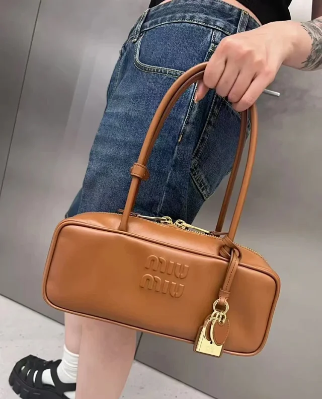 Miu Handbags Long-Handle Bowling Bag with Padlock Charms product detail image 5