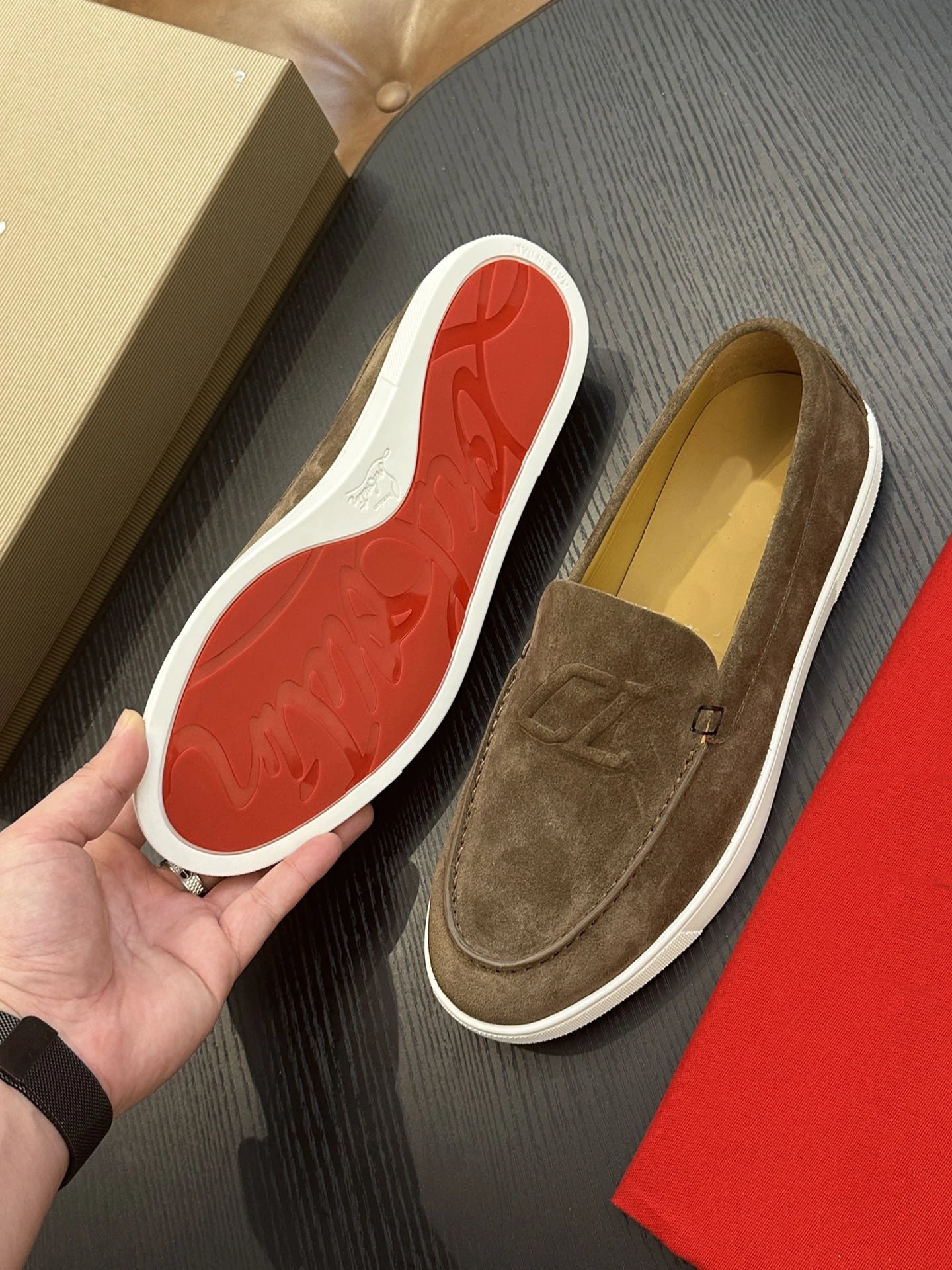 Christian Louboutin Casual Shoes Suede penny loafers with red soles — 6