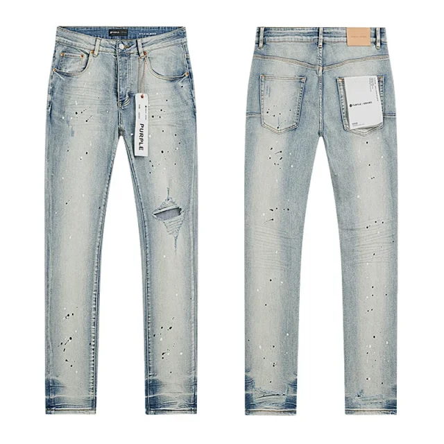 PURPLE BRAND Jeans Distressed and paint-splatter denim product detail image 8