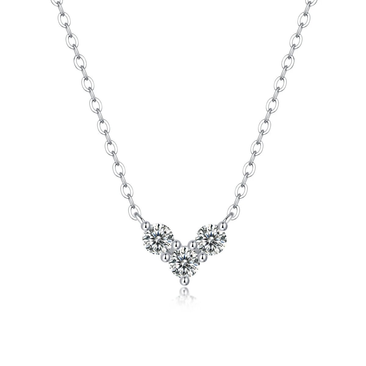 Unbranded Jewelry Moissanite Pendant Necklace — (S 925 Sterling Silver Mossam N 12972-4.0