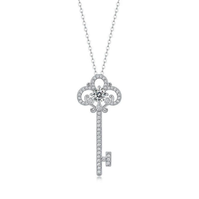 Unbranded Jewelry Moissanite Pendant Necklace — (S 925 Sterling silver+SP 12875-50/50 points/5.0 mm