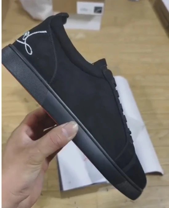 Unbranded Sneakers Low-Top Lace-Up with Studded Toe Cap — Black with white electrostatic embroidery