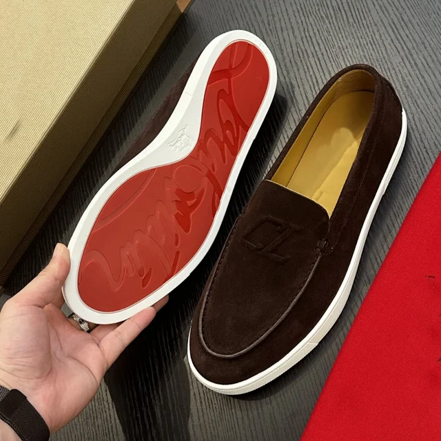 Christian Louboutin Casual Shoes Suede penny loafers with red soles product detail image 2