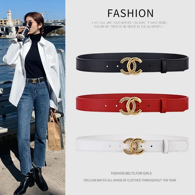 Chanel Belts Rhinestone Interlocking CC Buckle product detail image 1