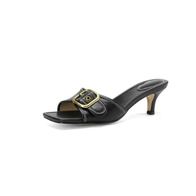 Coach Sandals Square-Toe Buckle Kitten-Heel Slide product detail image 3