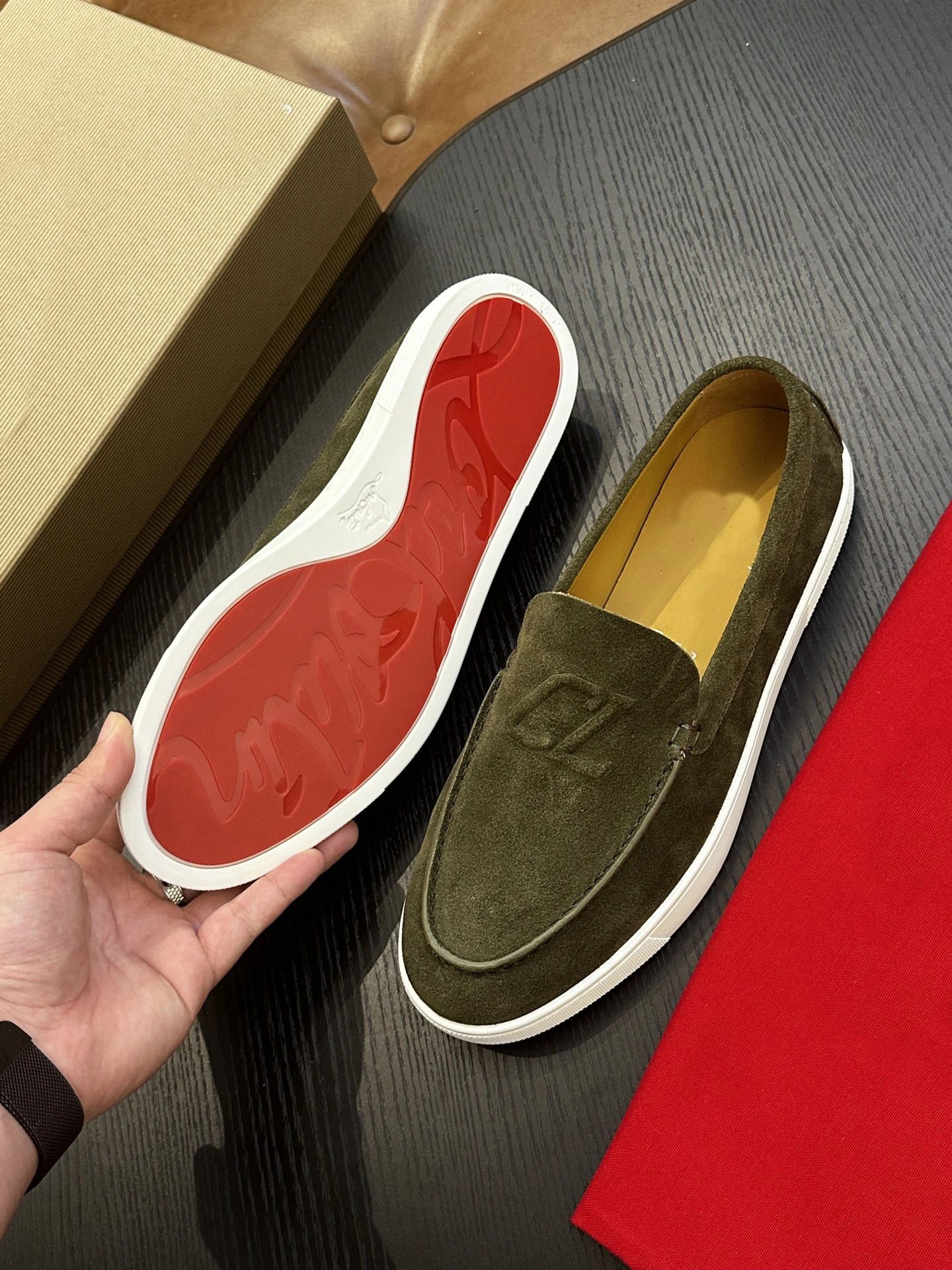Christian Louboutin Casual Shoes Suede penny loafers with red soles — 4