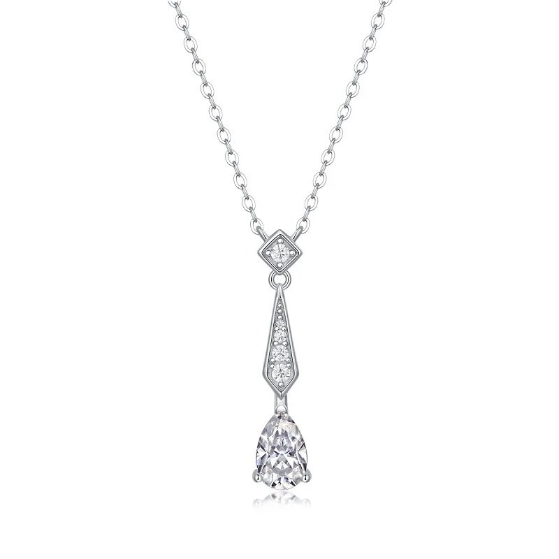 Unbranded Jewelry Moissanite Pendant Necklace — (S 925 Sterling Silver Mossam SN 12732-58/1 Carat/6.5 mm