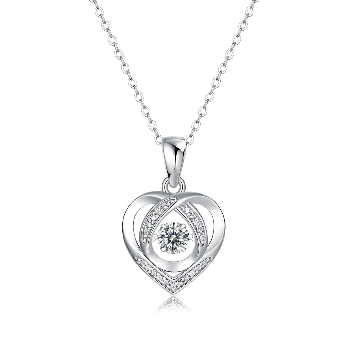 Unbranded Jewelry Moissanite Pendant Necklace — (S 925 Sterling Silver Mossam SP 12351-50/50 points/5.0 mm