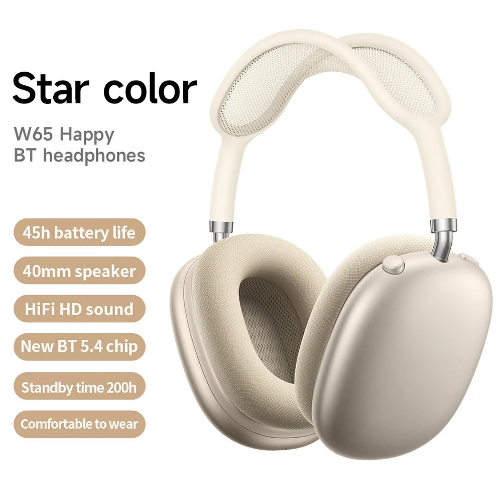 BOROFONE Headphones BO22 Wireless Bluetooth Over-Ear — W65 Starlight Color [No ANC Noise Cancellation]