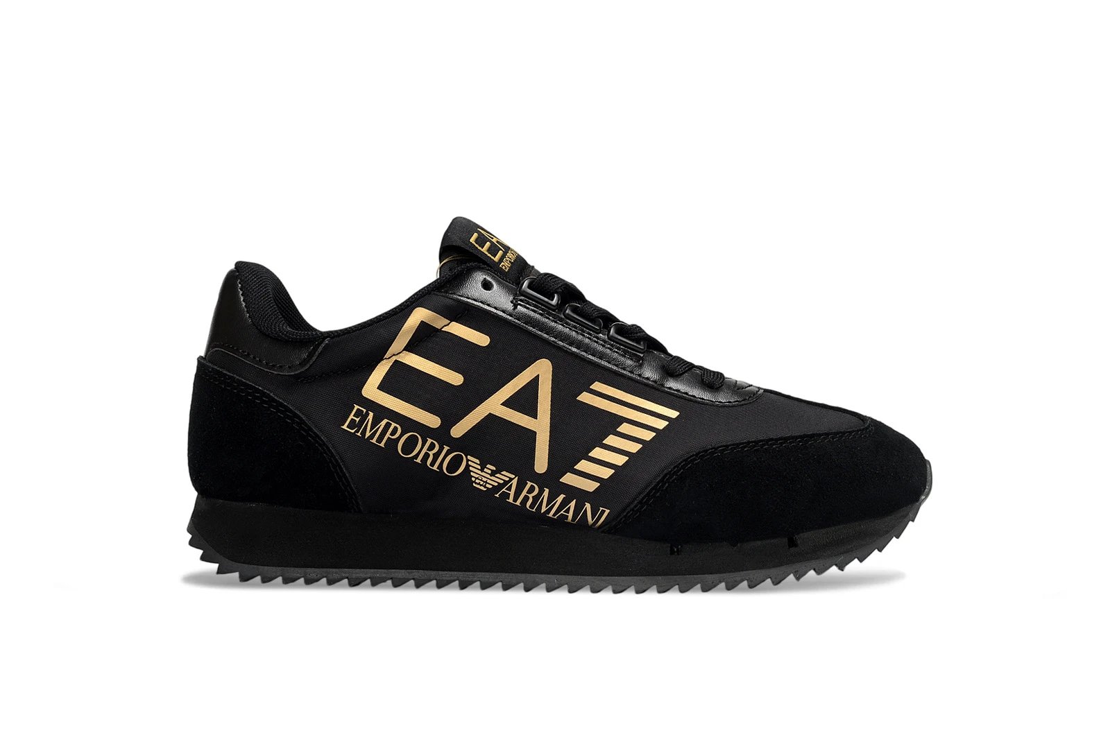 EA7 Emporio Armani Sneakers Low-top lace-up logo — Black Gold