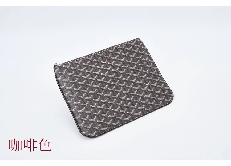 Goyard Wallets & Card Holders Chevron Monogram Zip Pouch — Coffee color