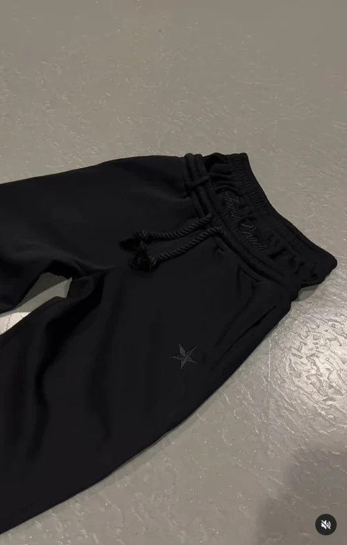 Palm Angels Trousers Double-waistband wide-leg sweatpants with star embroidery product detail image 12
